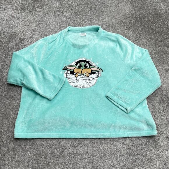 Disney Star Wars Baby Yoda Grogu Plush Lounge Sleepwear Womens 3x Green Graphic - Picture 1 of 13